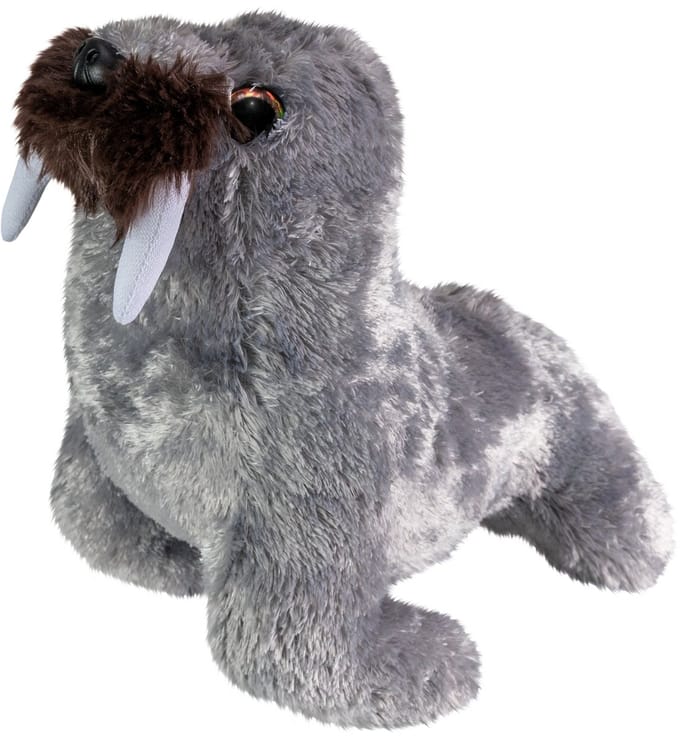 Lumo Stars pluche knuffel walrus Werner 15cm grijs speelgoed.