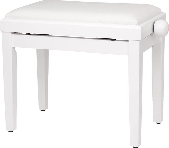 Pianobank - Pianokruk - In Hoogte Verstelbaar - Luxe Zitting - Keyboardbank - Mat Wit