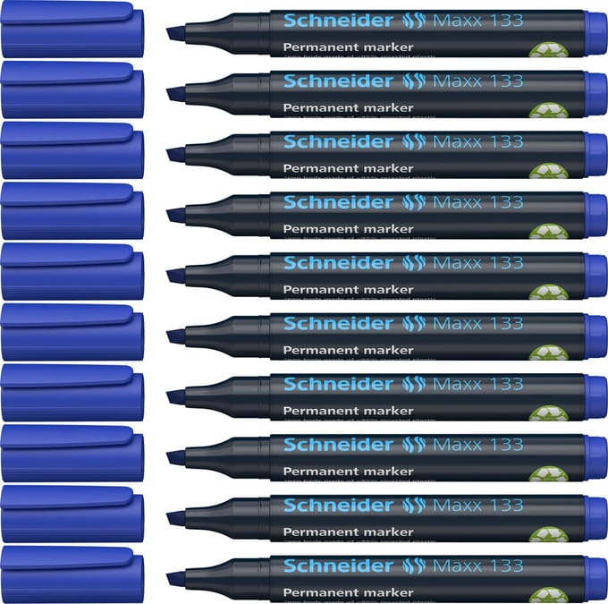 Schneider permanent marker - Maxx 133 - beitelpunt - blauw - 10 stuks - S-113303-10