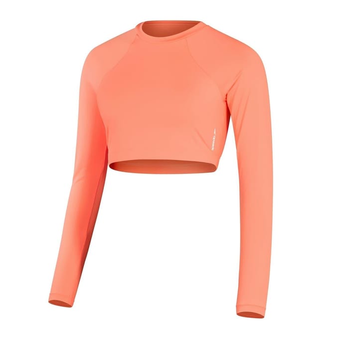 Speedo Slim-fit raglan crop-top met logo voor dames (Perzik)