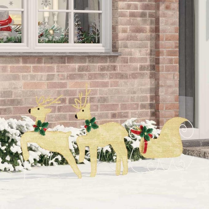 vidaXL LED Rendieren 3 st Warmwit 43 x 18 x 66 cm Stof