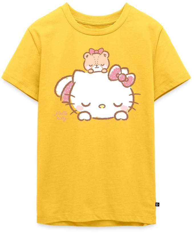 Hello Kitty Met Teddy Op Haar Rug Premium T-Shirt Tiener