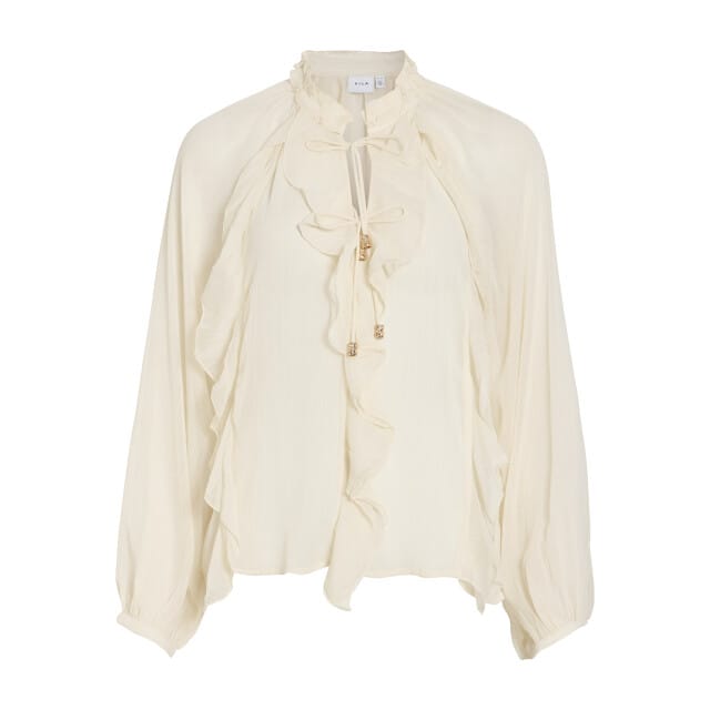 VILA - VITIRO V-NECK L/S FLOUNCE TOP/BFS - Dames - Blouses