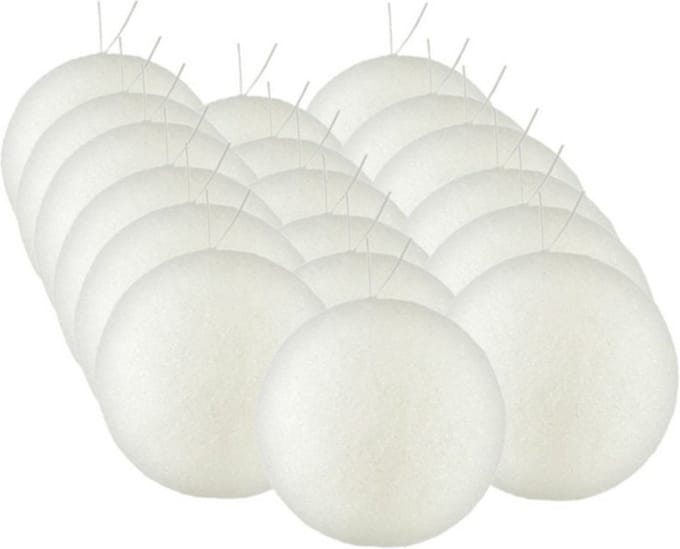 Gerimport Kerstballen 24x stuks - wit kunststof glitters - D5 cm - feestelijk - elegant
