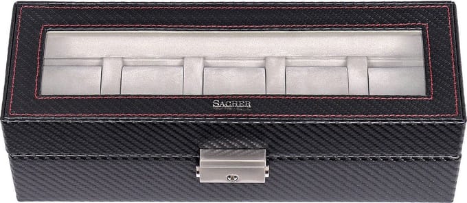 Sacher Sieradendoos Carvon Uhrenbox für 5 Uhren Black Zwart