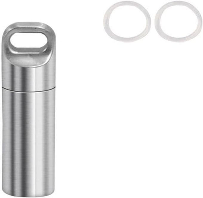 RVS Waterdichte Pillendoos voor Buiten, Overlevingscontainer Capsule met 1 Compartment, Ideaal voor Reizen en Avonturen