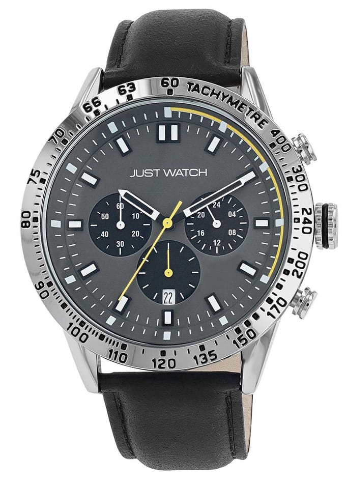 JUST WATCH Herenhorloge echt leer Caspian, datumweergave