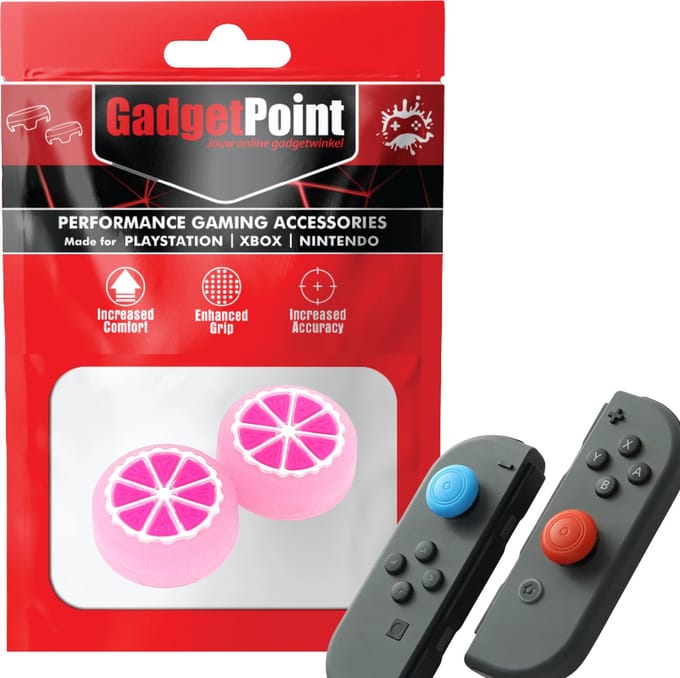 Gadgetpoint - Thumb Grips voor Nintendo Switch Joy-Con Controllers - Gaming Thumbgrips - Performance Anti-Slip Thumbsticks - Bescherming Accessoires - Fruit Roze