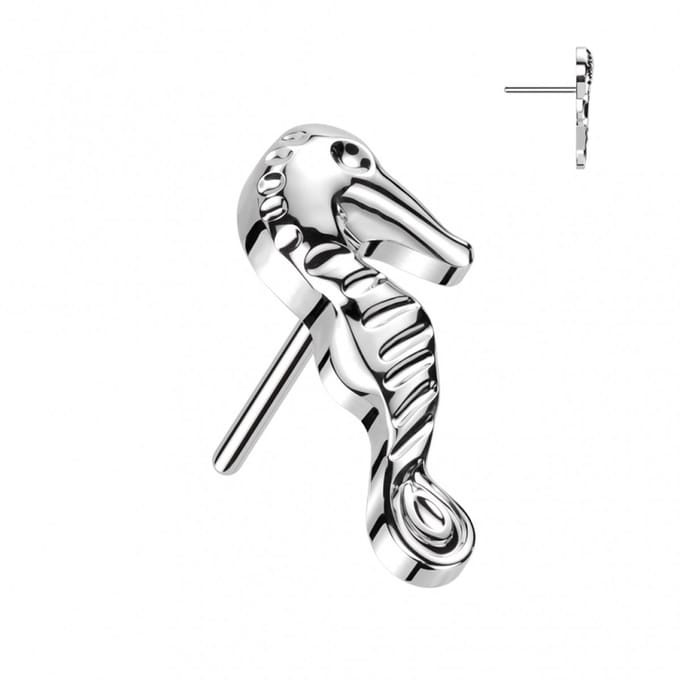 Piercing titanium zeepaardje push in 1.2x6 - zilver - LMPiercings