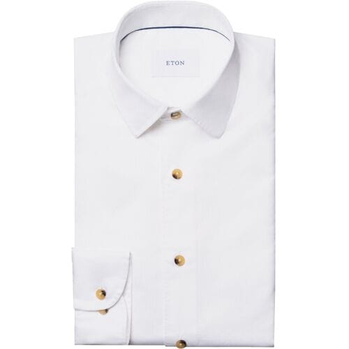 Eton Overhemd Organic Cotton Soft Garment Washed Twill Wit / male