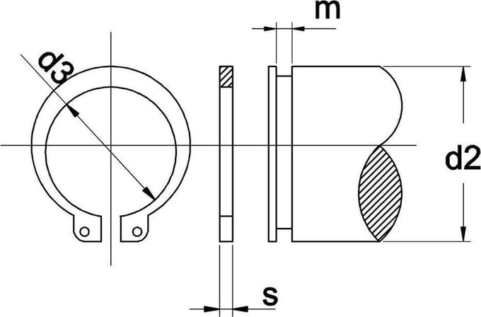 Borgring 57x2mm Voor As - 100 stuks
