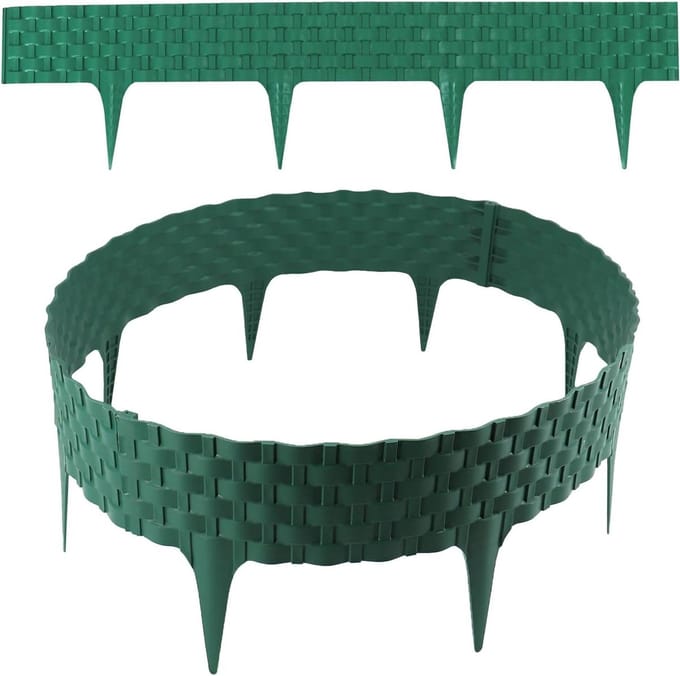 Gazonrand Rotanlook - Bloembed omranding - Tuin Afbakening - Flexibel Modulair - 9.6 Meter - Groen