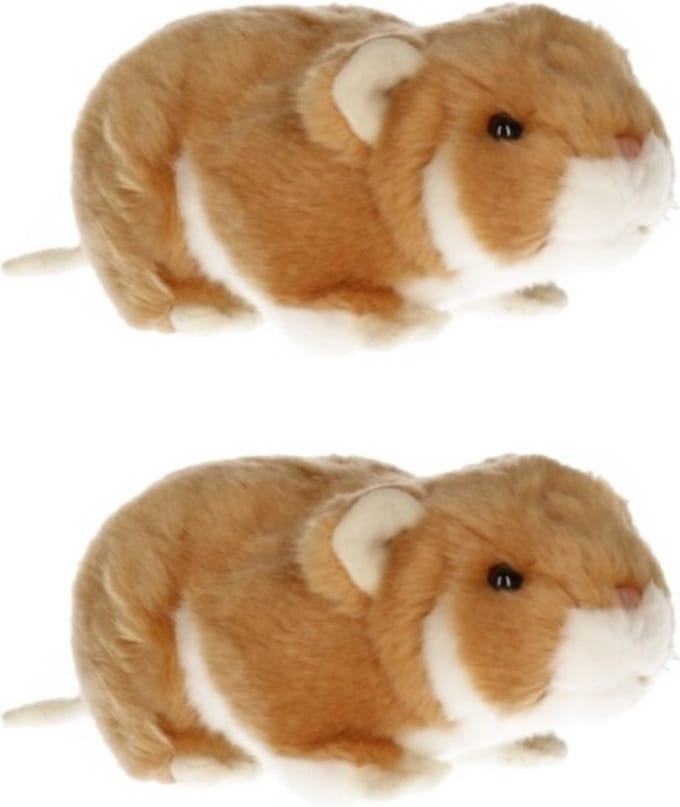 Pluche knuffel hamster - 2x - 18 cm - speelgoed dieren hamsters - knaagdiertje