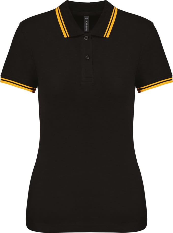 Kariban Gestreepte damespolo korte mouwen K273 - Black / Yellow - M