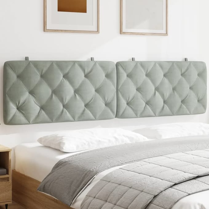 vidaXL - Hoofdbordkussen - 200 - cm - velvet - lichtgrijs
