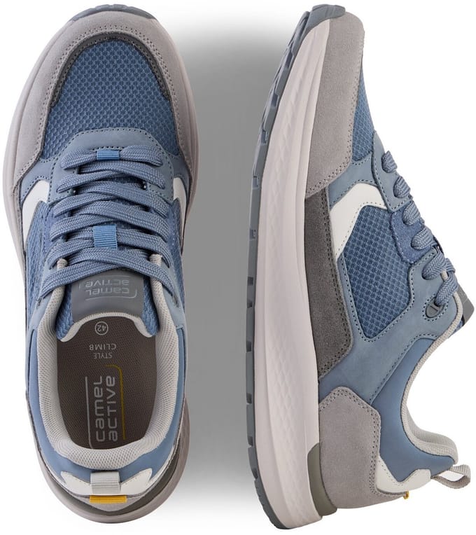 camel active Casual sneaker van leer en textielmix - Maat - Lichtblauwmenswear-44