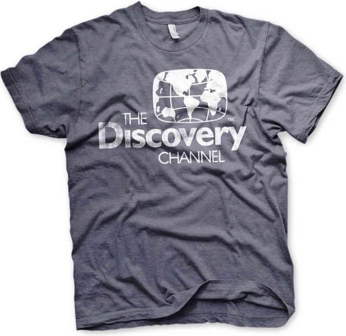 Discovery Channel Heren Tshirt -S- Distressed Logo Blauw