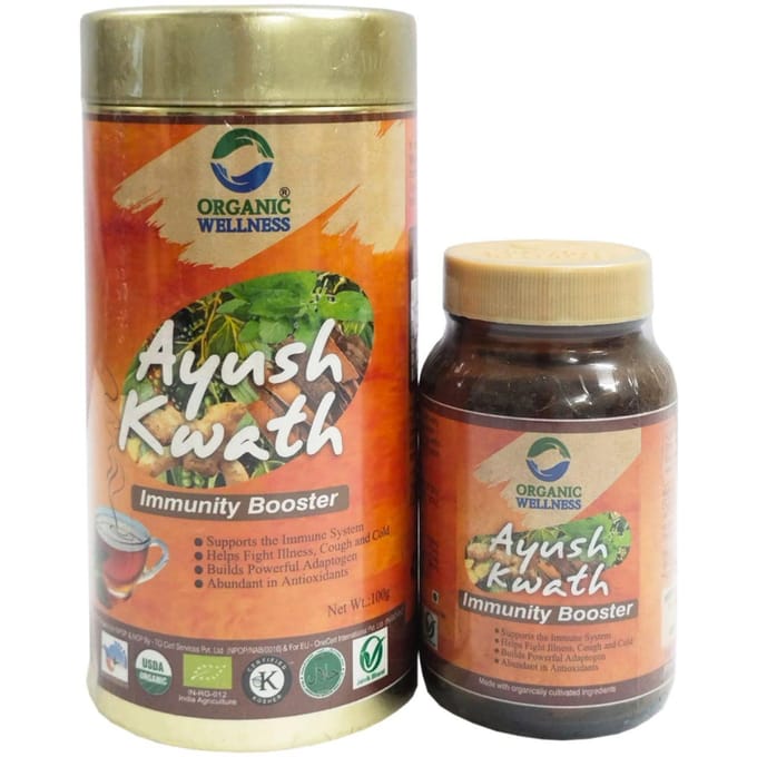 Набор Аюш Кватх (90 кап + 100 г), Ayush Kwath Set, Organic Wellness brown