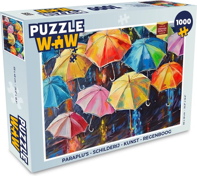 Puzzel Paraplu's - Schilderij - Kunst - Regenboog - Legpuzzel - Puzzel 1000 stukjes volwassenen