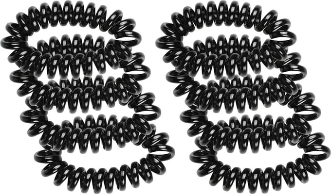 Benson Care Telefoonkabel haar elastiekjes - 8x - zwart - zonder metaal - D5 cm