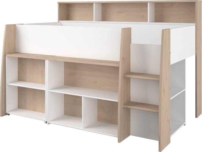 Parisot - Halfhoogslaper Lucas met Koudschuimmatras - Wit/Houtlook - 90x200