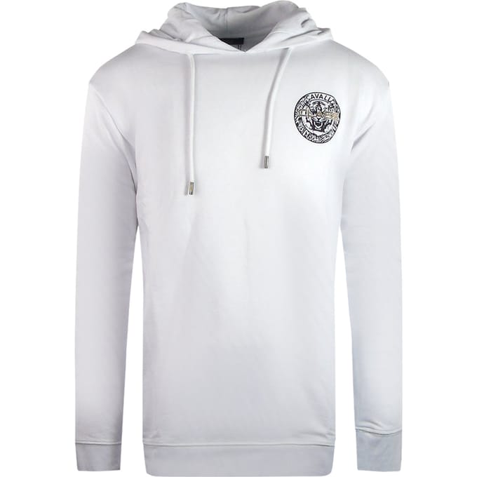 Cavalli Class witte hoodie met groot cirkelontwerp