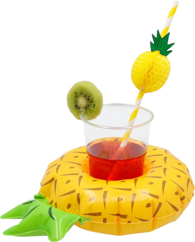 Opblaasbare Bekerhouder Ananas - Drinkhouder Beker Houder Zwembad Jacuzzi Opblaasbaar