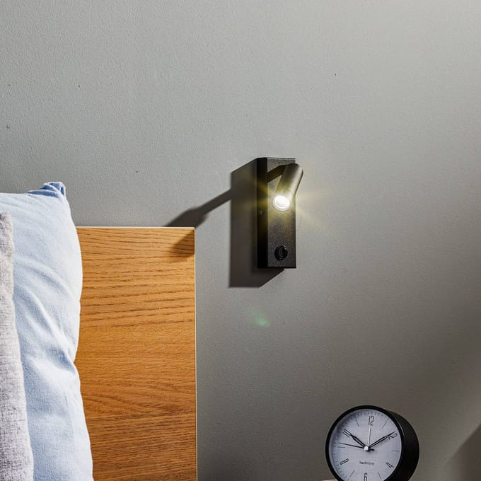 TK Lighting LED wandlamp Enzo hoekig met schakelaar, zwart