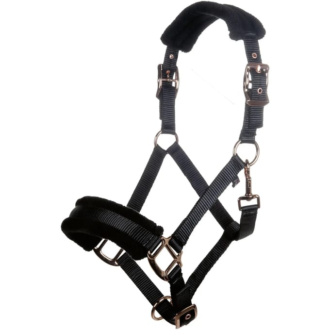 HKM - Halster -Rosegold Glamour- Style - Zwart - Pony