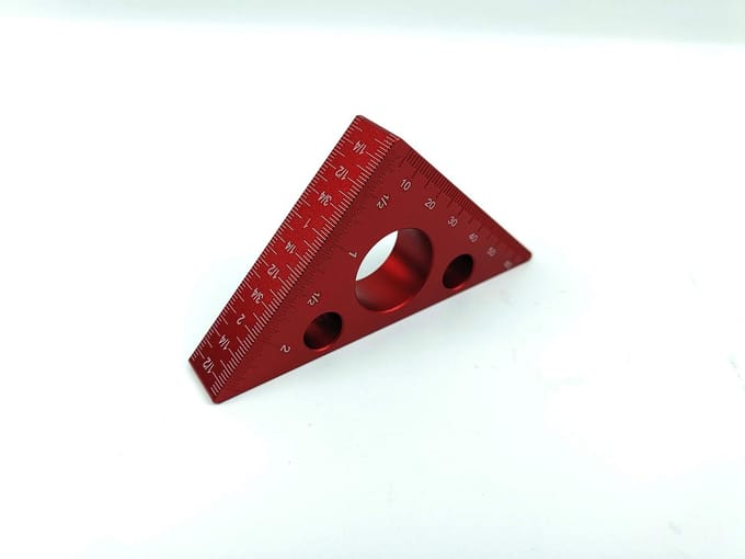 Allecto - Professionele Hoekmeter Driehoek Ruler - 45 Graden Aluminium, Rood 94x68x15mm