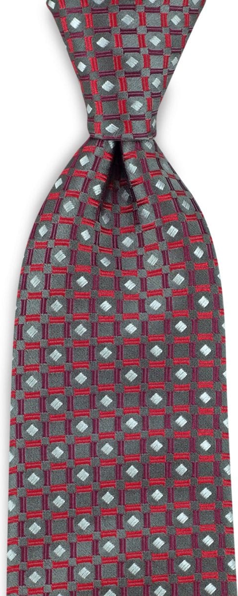 We Love Ties - Stropdassen - Stropdas Blockchecker - grijs / rood