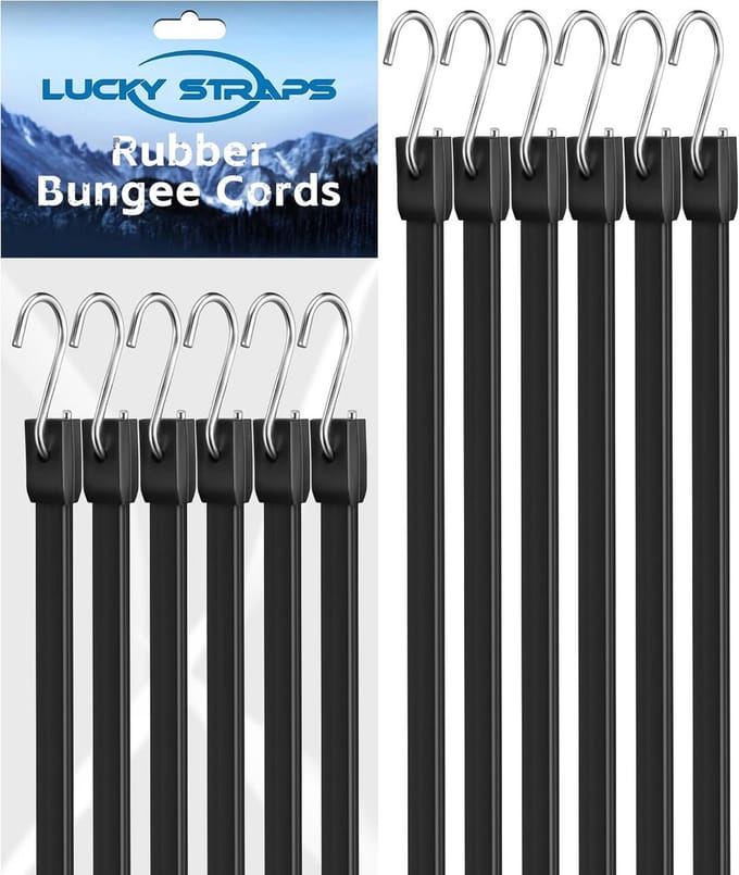 8x Elastische Spanbanden 183 cm Zwart - Weerbestendige Rubberen Spanbanden met Sterke Haken