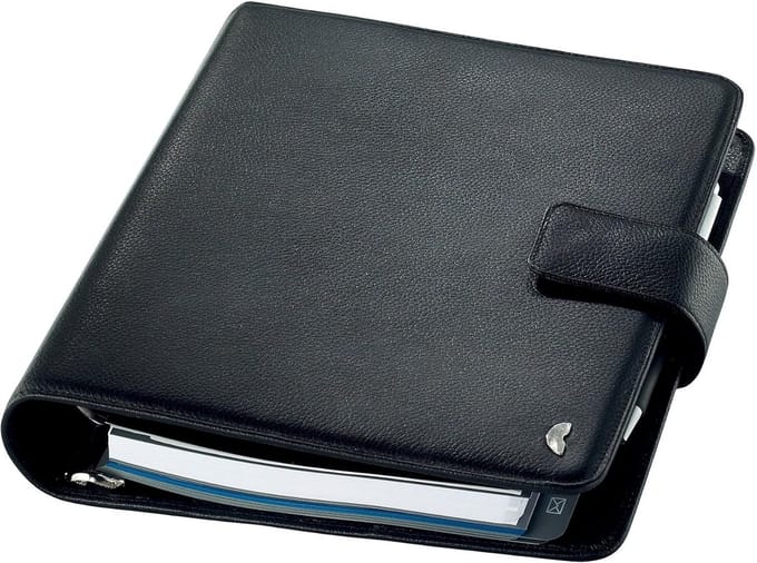 Navulbare A5 Organizer en Agenda Map van Premium Rundernappaleer met Ringband