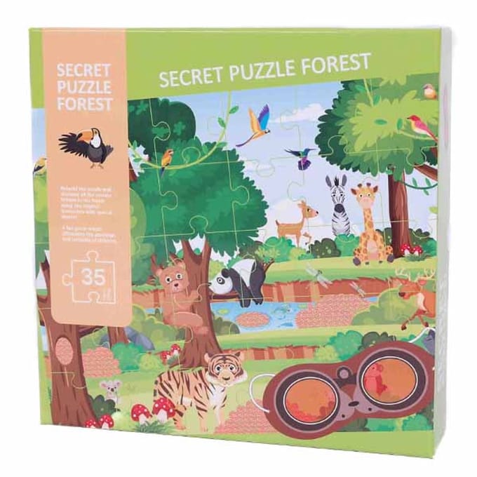 PIA Soft Toys - Geheime puzzel Bos Design box - 35 Stuks - 25 x 24,5 x 5 cm