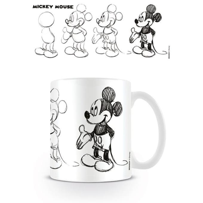 Disney Schetsproces Mickey Mouse Mok (Wit/zwart)