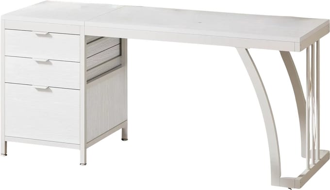 Computerbureau - Bureau met lades - Werktafel - Voor studeren of werken - 3 lades - Wit