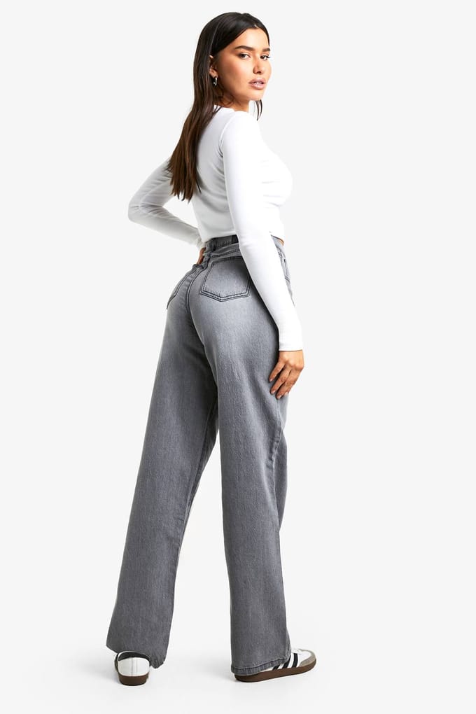 boohoo Dames Tall Basic Straight Leg Jean | Lichtgrijs | Maat: 10/34L