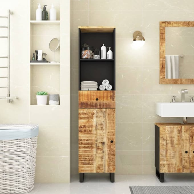 vidaXL - Badkamerkast - 38x33x160 - cm - massief - mangohout