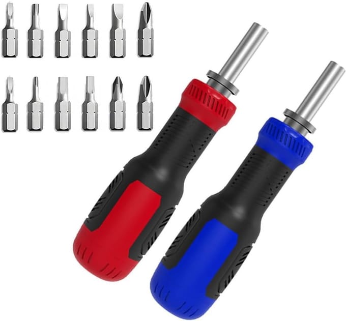 Ratelschroevendraaier Set - Multitool Schroevendraaier - Reparaties Thuis - 13-in-1 Bits - 22cm - Rood