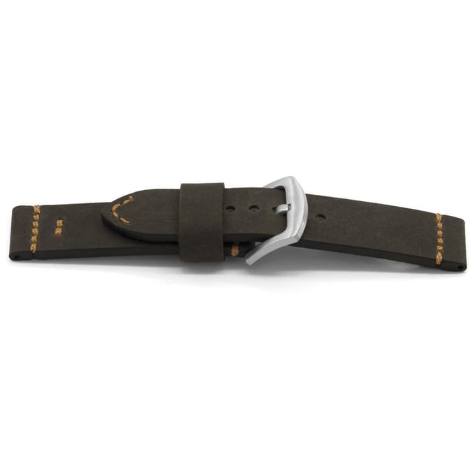Horlogeband H128 Bison Leder Zwart 22 mm