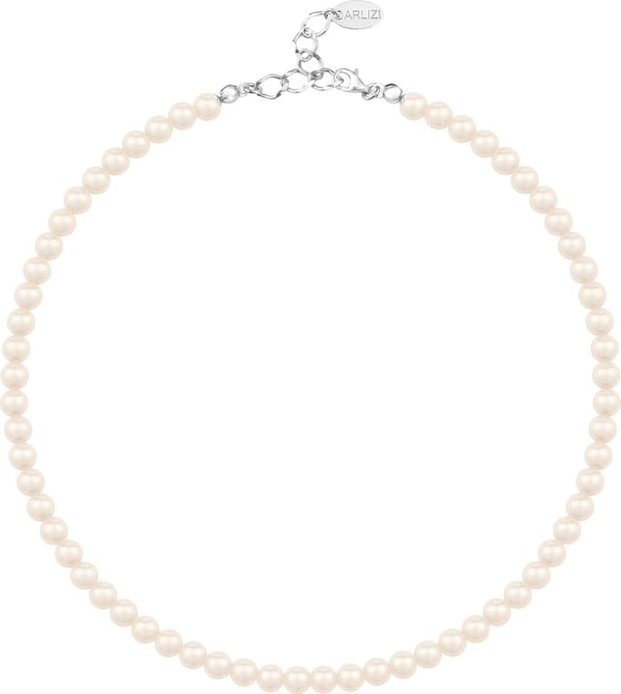 ARLIZI 1181 Parelketting - Dames - 925 Zilver - 44 cm - 6 mm - Crème