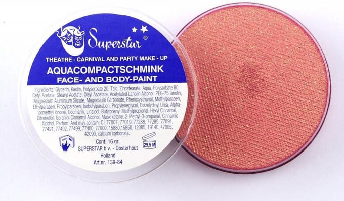 Aqua Face- And Body Paint 45 Gram Goudroze Met Glitter.