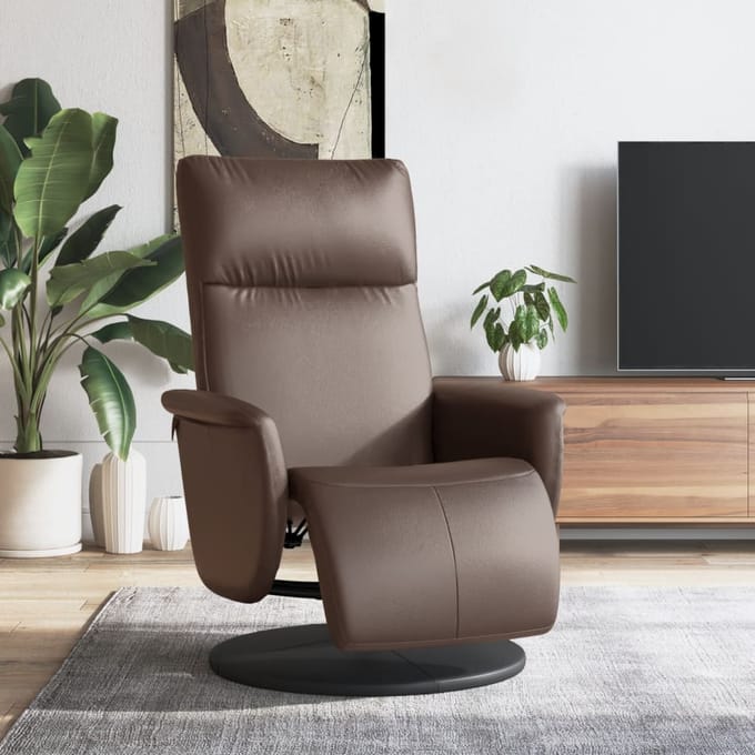 vidaXL - Fauteuil - verstelbaar - met - voetensteun - kunstleer - bruin