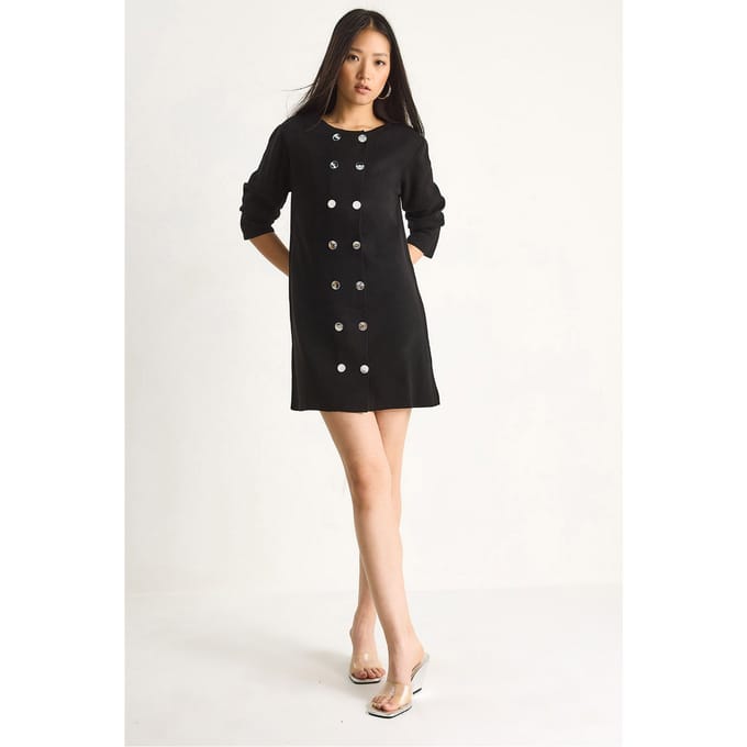 Gebreide Mini-jurk met Knopen
