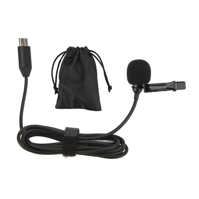 Microphone cravate de type C, son HiFi, suppression du bruit, clip sur microphone à revers, microphone omnidirectionnel
