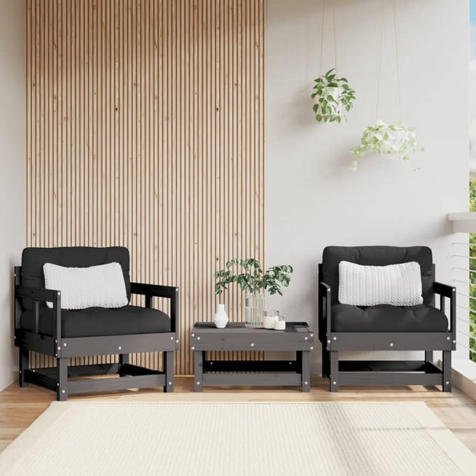 vidaXL - Tuinstoelen - 2 - st - massief - grenenhout - grijs