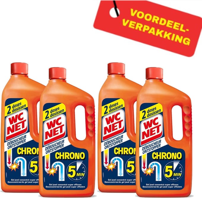 WC-Net - Ontstopper Chrono 5 Minuten - 4 x 1 Liter
