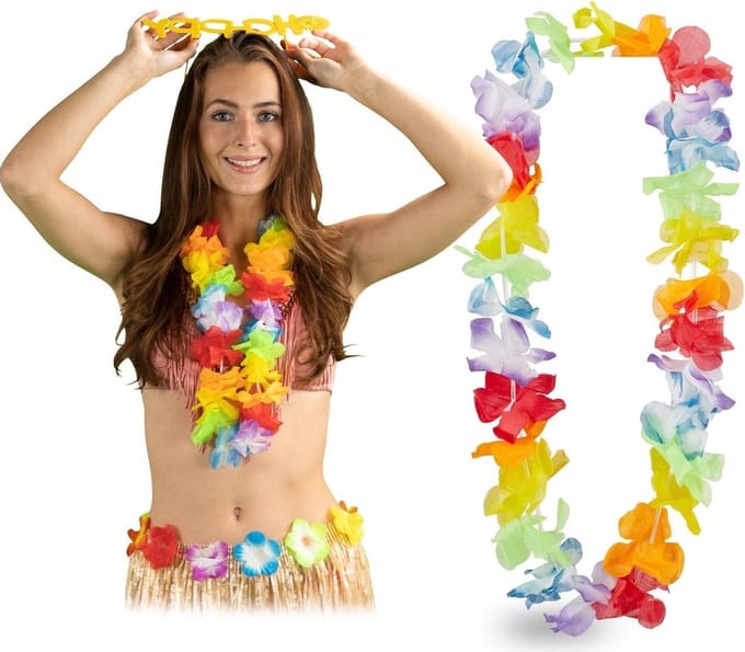 *** 2x Aloa Hawaii Krans - Hawaii- Hawaii Decoratie- Hawaii Slinger - van Heble® ***