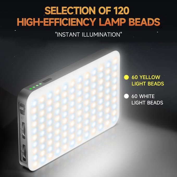 Zaklamp LED Videolamp Video LED Invullicht 2500K-9000K Dimbaar Conferentielicht voor Computer zwart