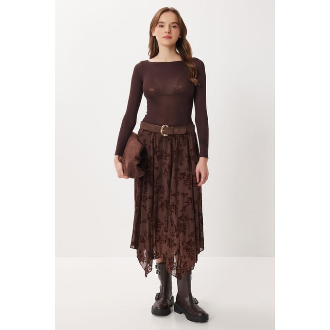Hoge Taille Bloemen Midi A-Lijn Rok